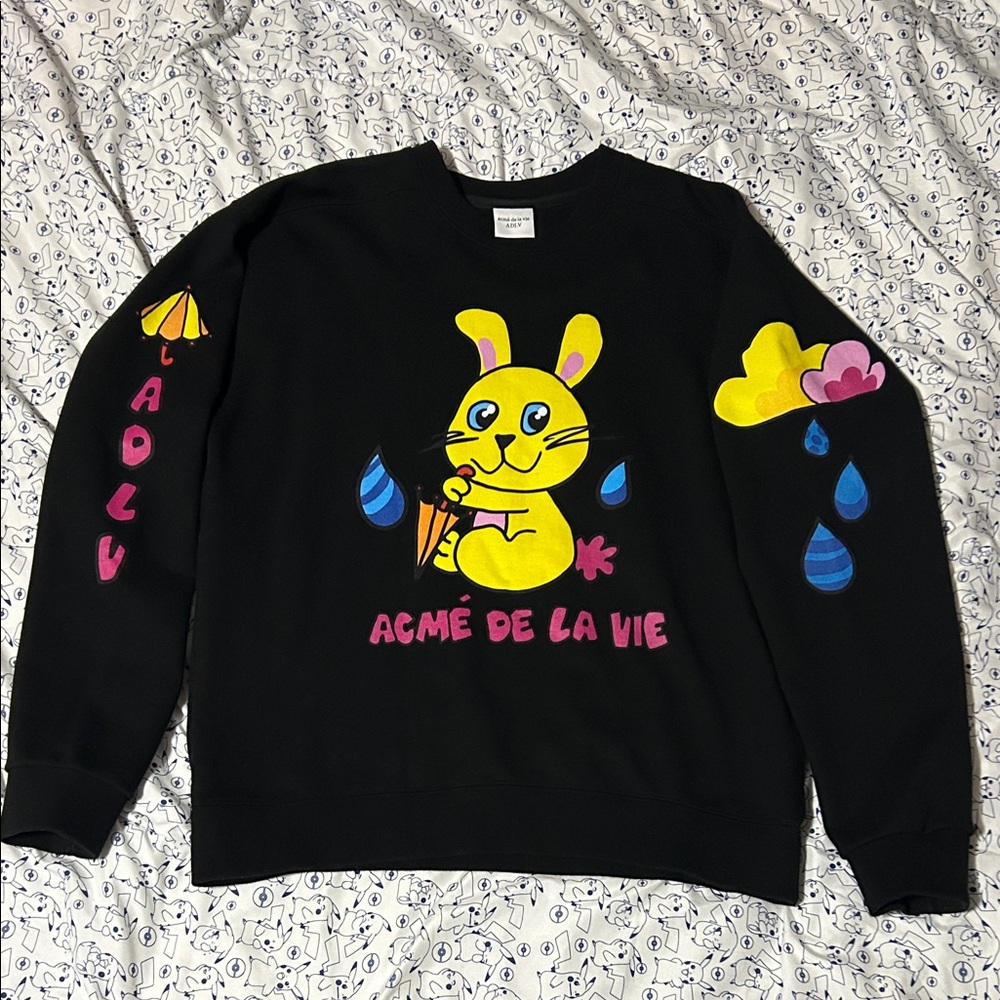 Acmé de la Vie Yellow Bunny in the Rain Crewneck Sweatshirt